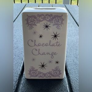 Chocolate Change Bank Ceramic 5” Tall w/Stopper About Face Designs Adorable